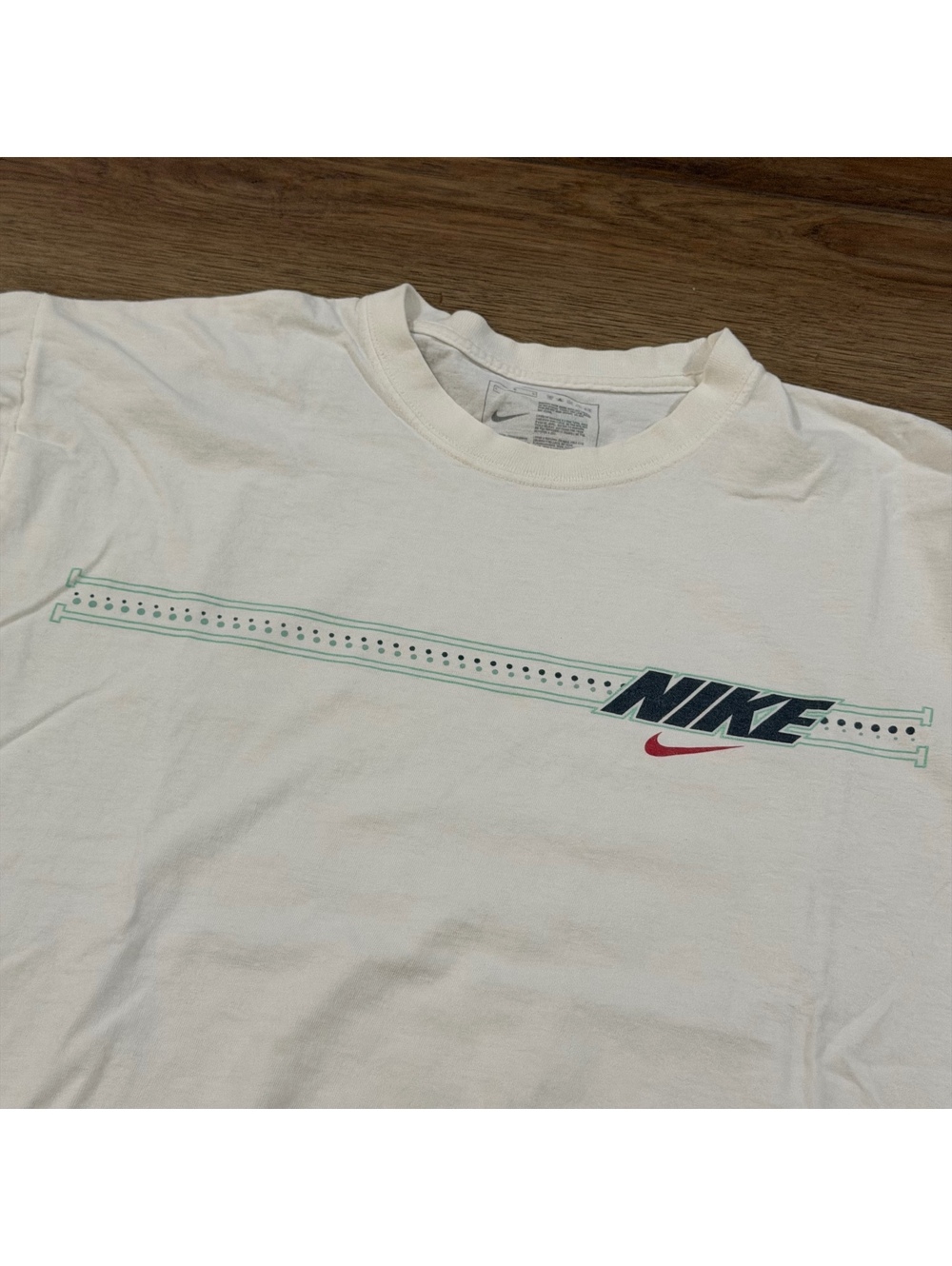 Vtg Y2K Nike Swim Tech Cyber Blueprint Graphic Tee White L - Picture 2 of 7